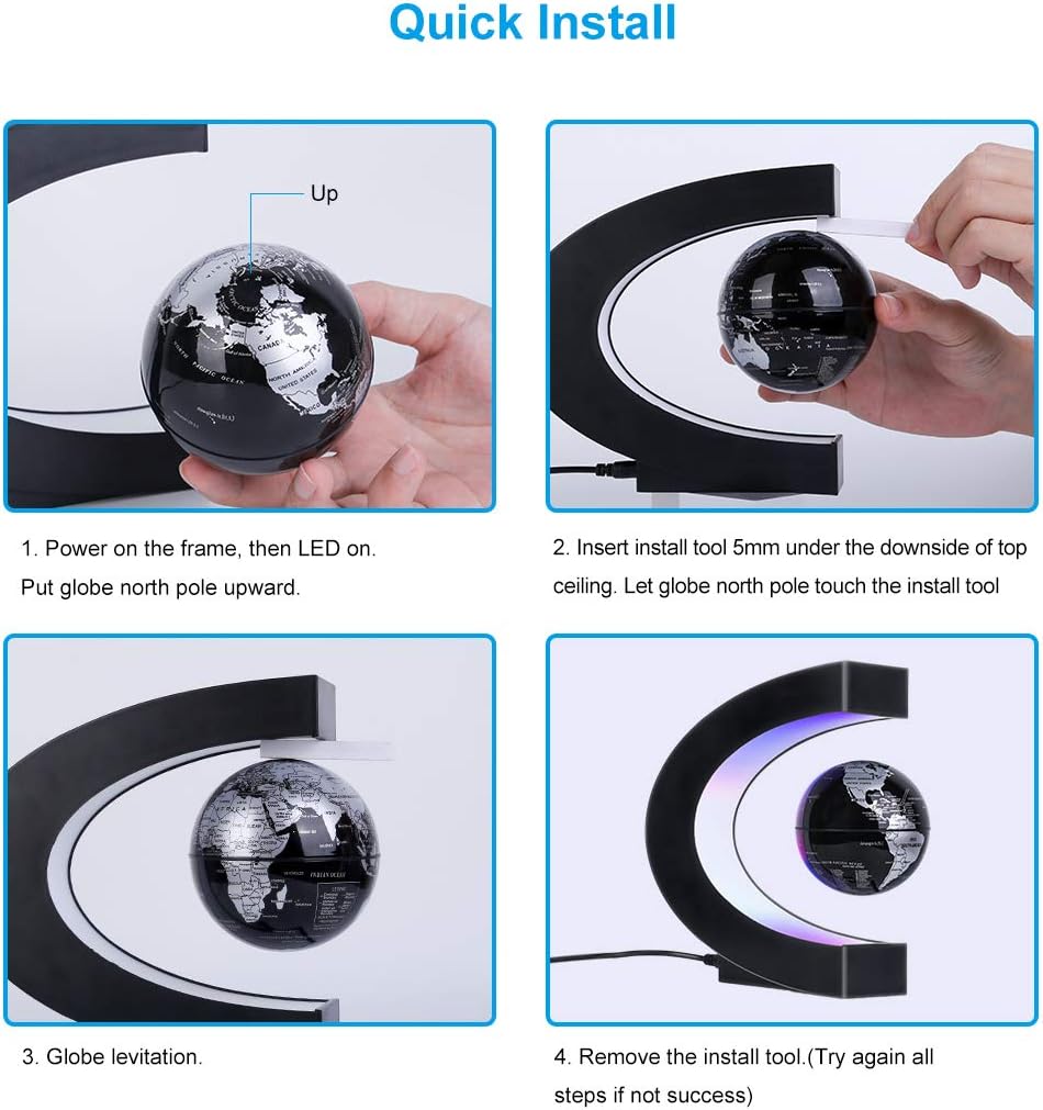 Magnetic Floating Globe with LED Lights – Levitating World Map for Desk & Home Decor