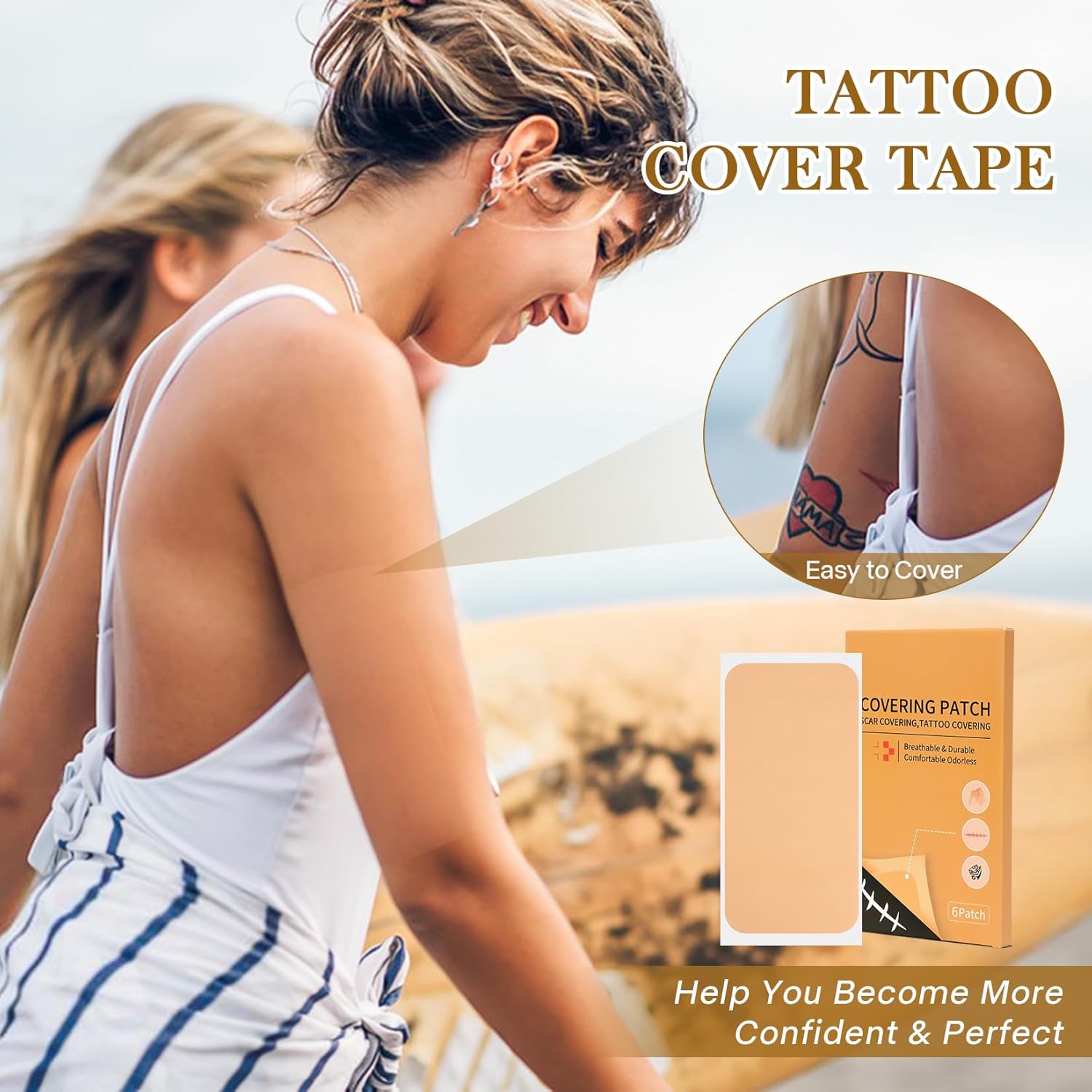 6x Tattoo Cover Up Sticker – Breathable Skin Concealing Tape for Body Tattoos