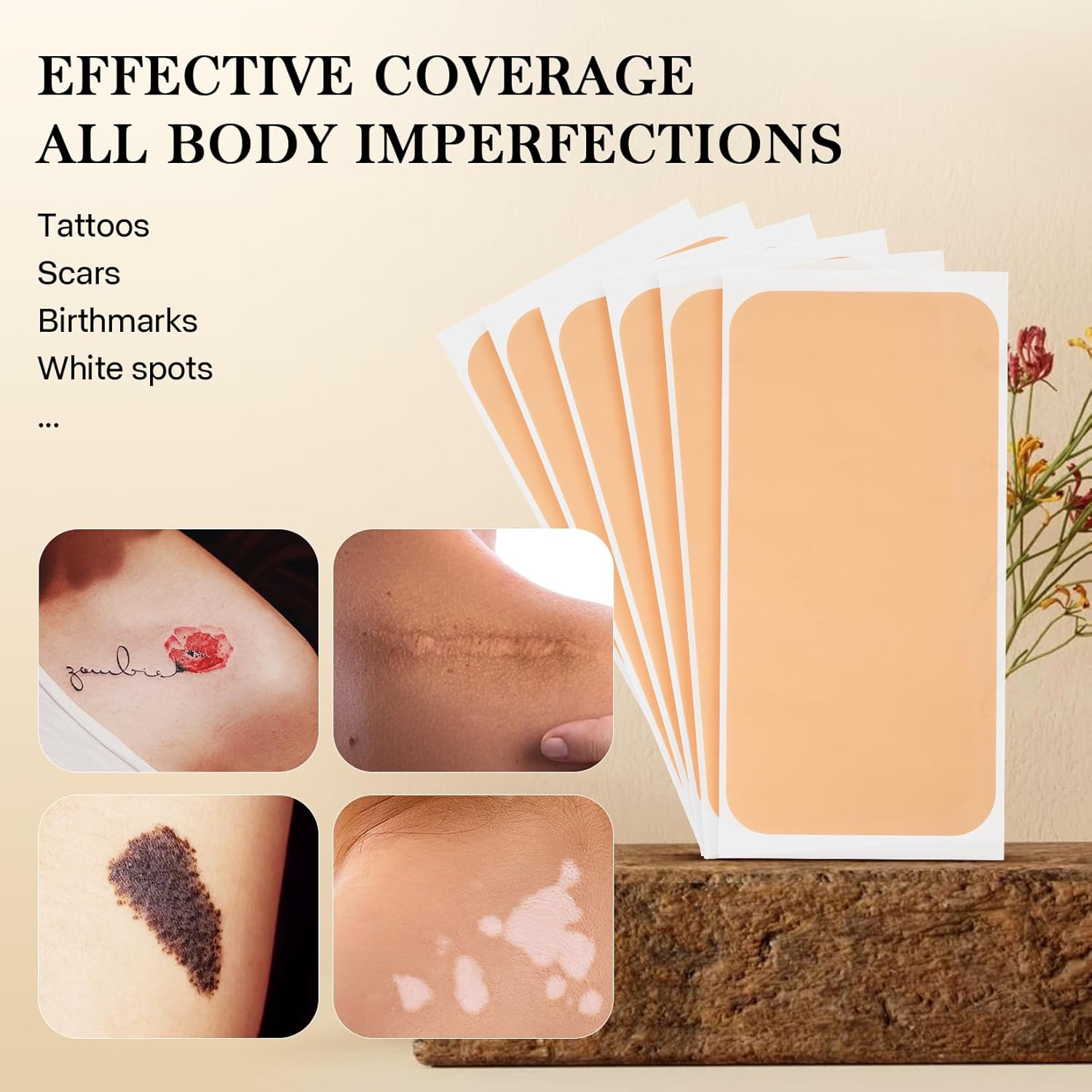 6x Tattoo Cover Up Sticker – Breathable Skin Concealing Tape for Body Tattoos
